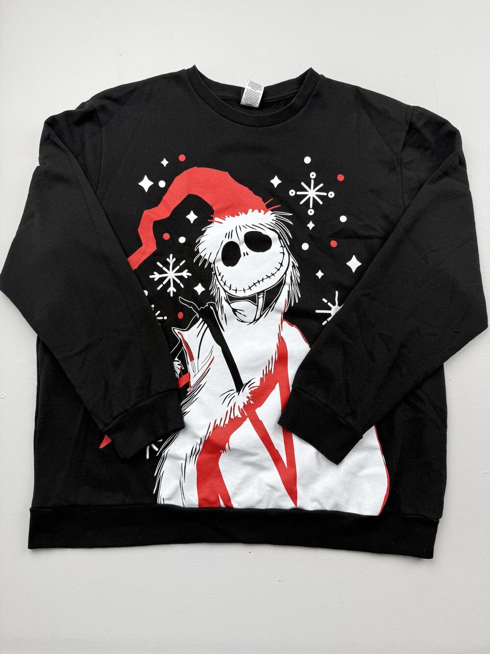 Disney Sweatshirt Mens XL Black Pullover Jack Skellington Christmas Graphic